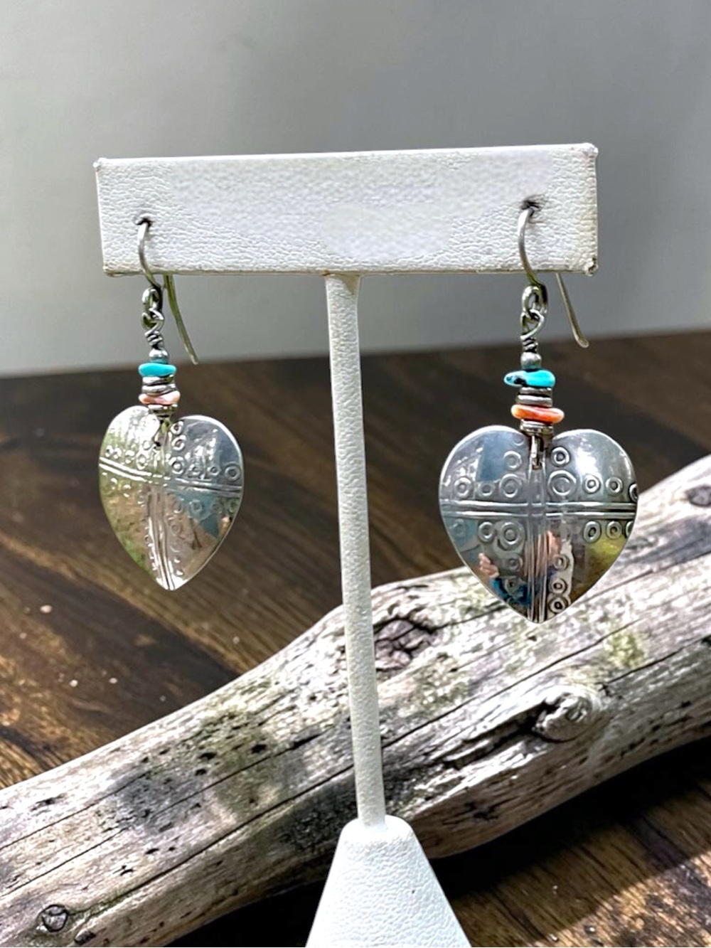 🌺Vintage Sterling Southwest Heart Earrings